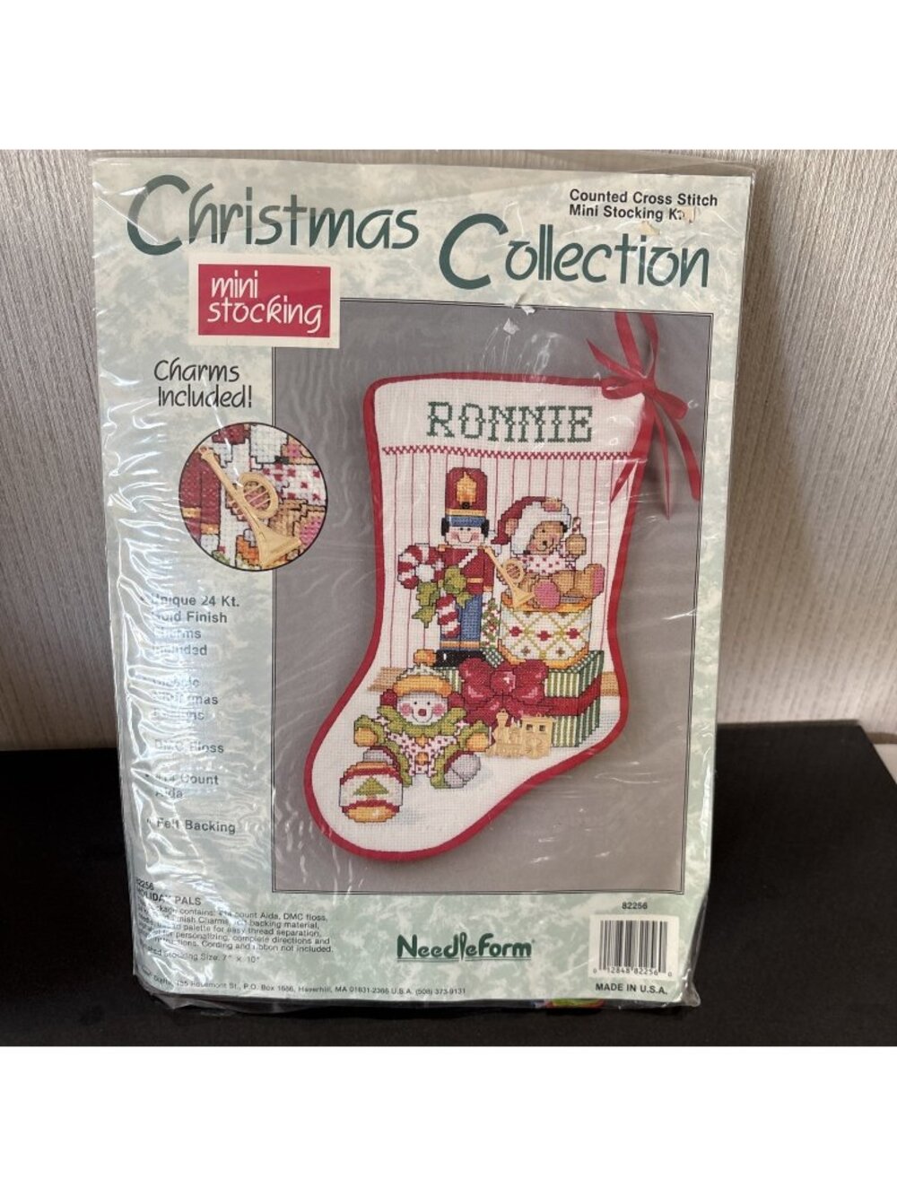 Christmas Stocking Kit Cross Stitch Holiday Pal Personalize 24k Charm Needleform